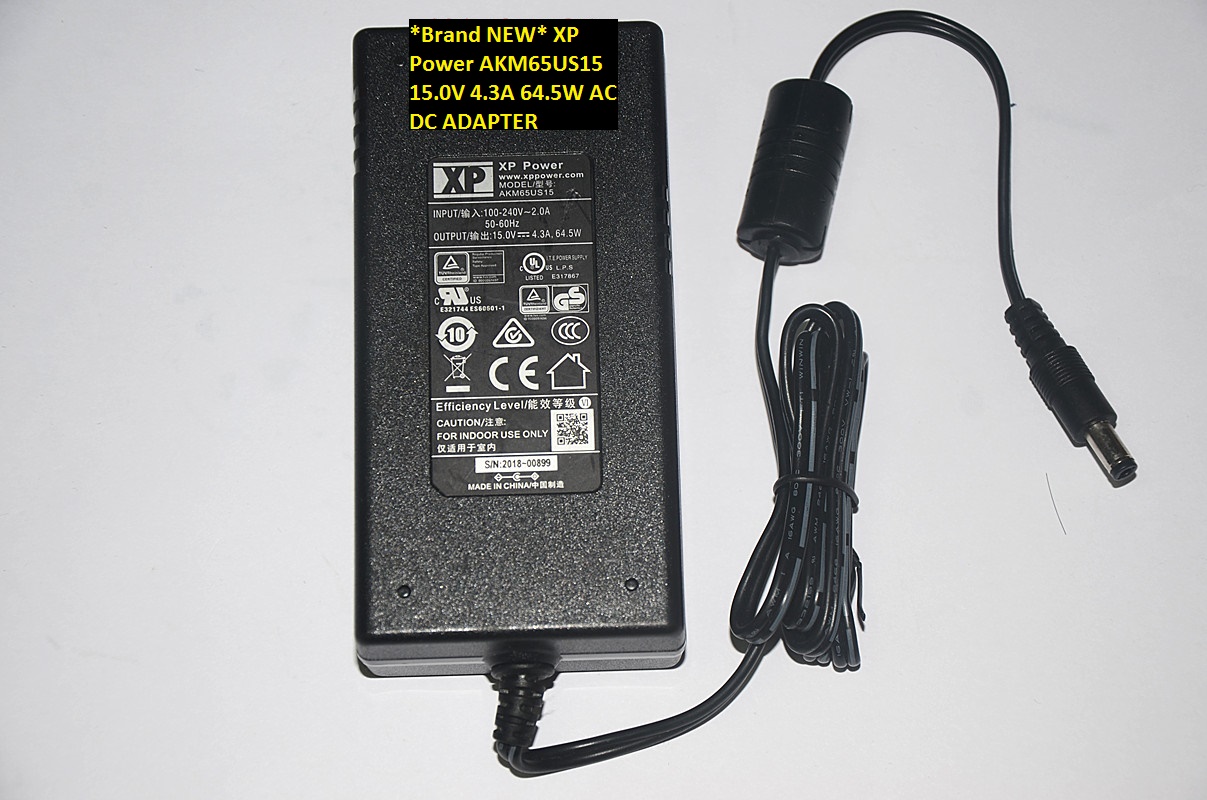 *Brand NEW* 15.0V 4.3A 64.5W AC DC ADAPTER XP Power AKM65US15